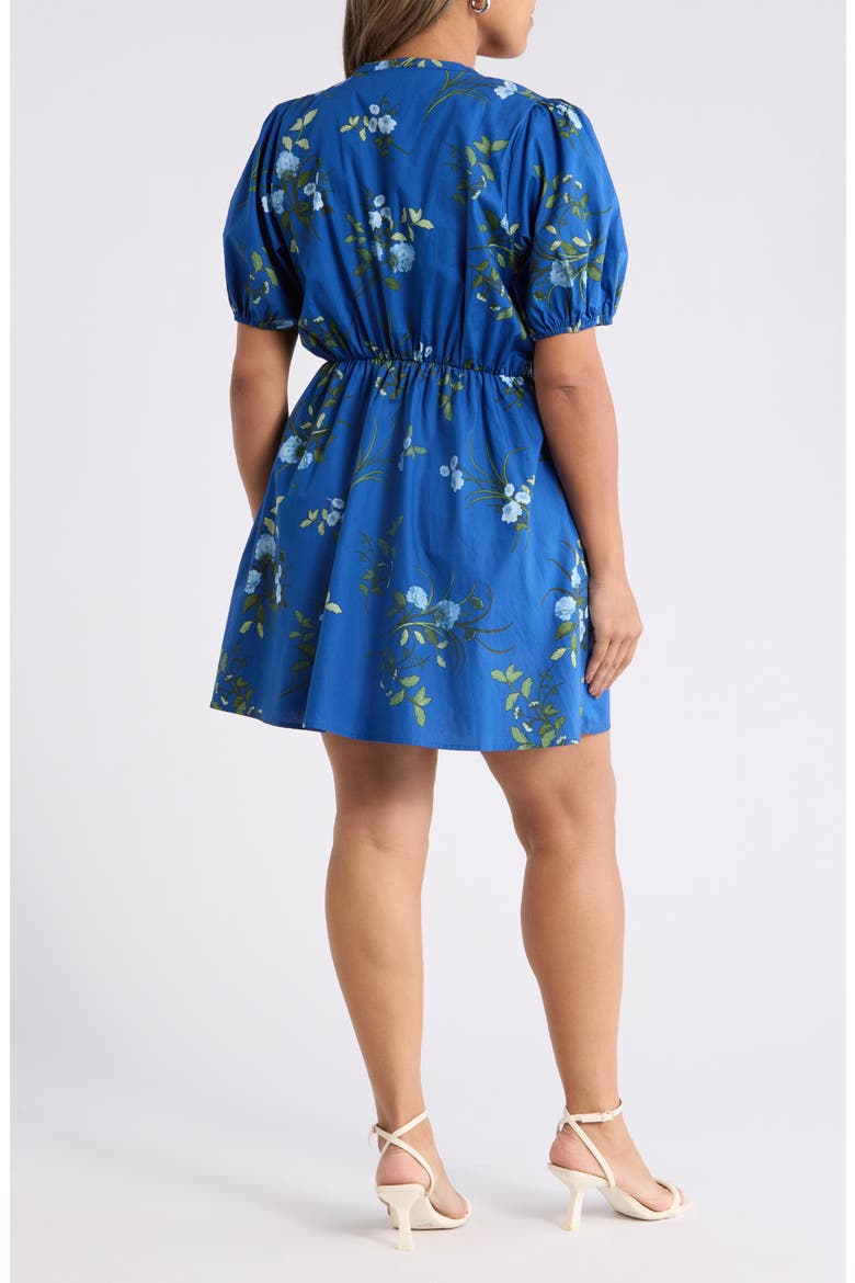 Sendra Floral Alba Drawstring Waist Cotton Minidress, Alternate, color, NAVY-BLUE-GRN