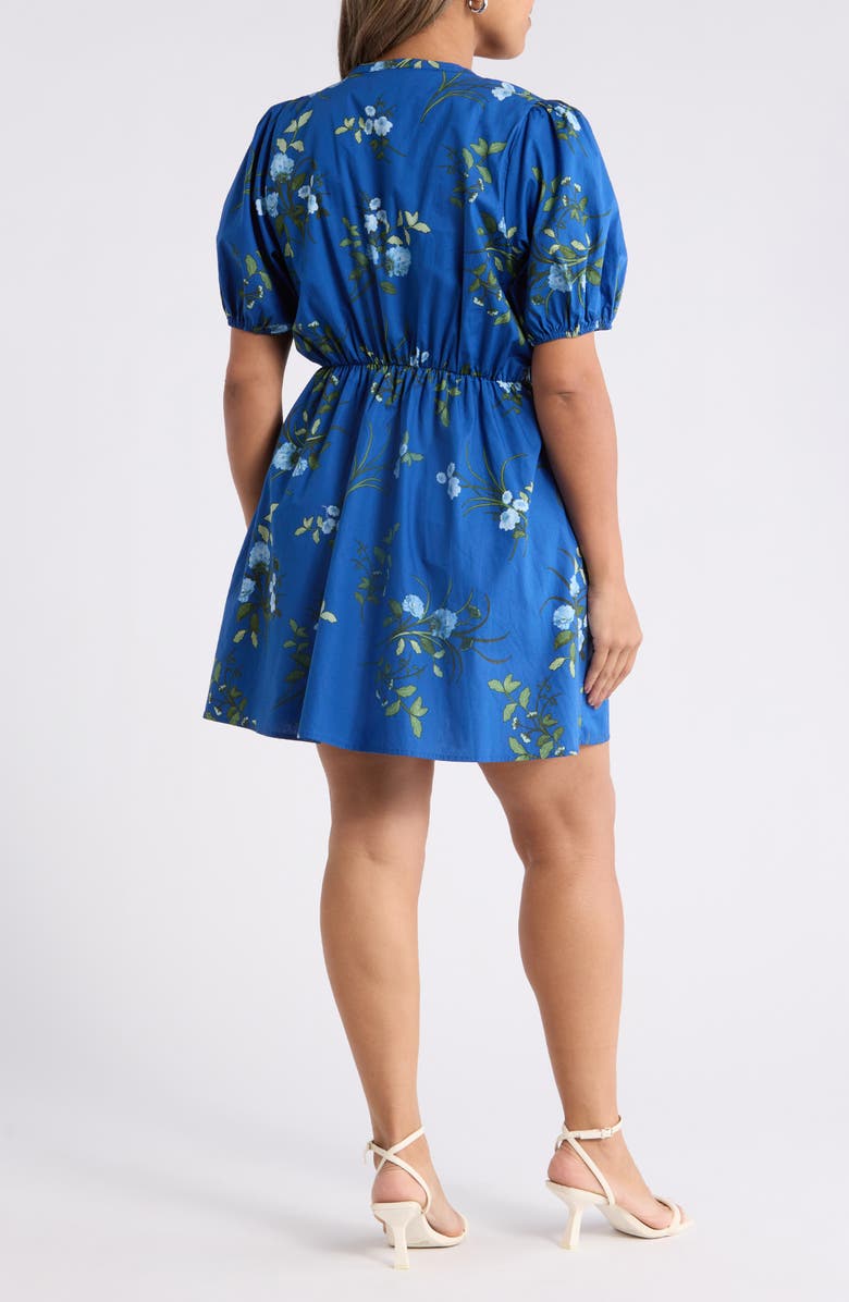 SUGARLIPS Sendra Floral Alba Drawstring Waist Cotton Minidress, Alternate, color, Navy-Blue-Grn