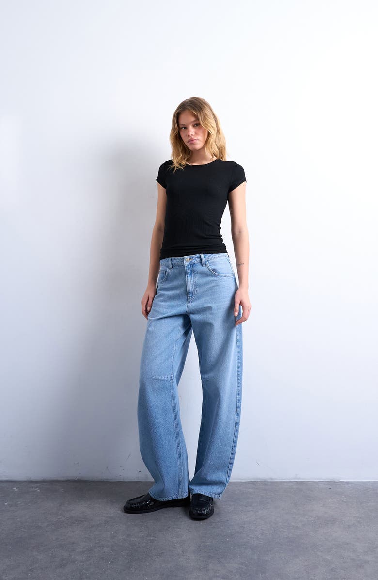 Topshop Fitted Rib T-Shirt, Alternate, color, Black