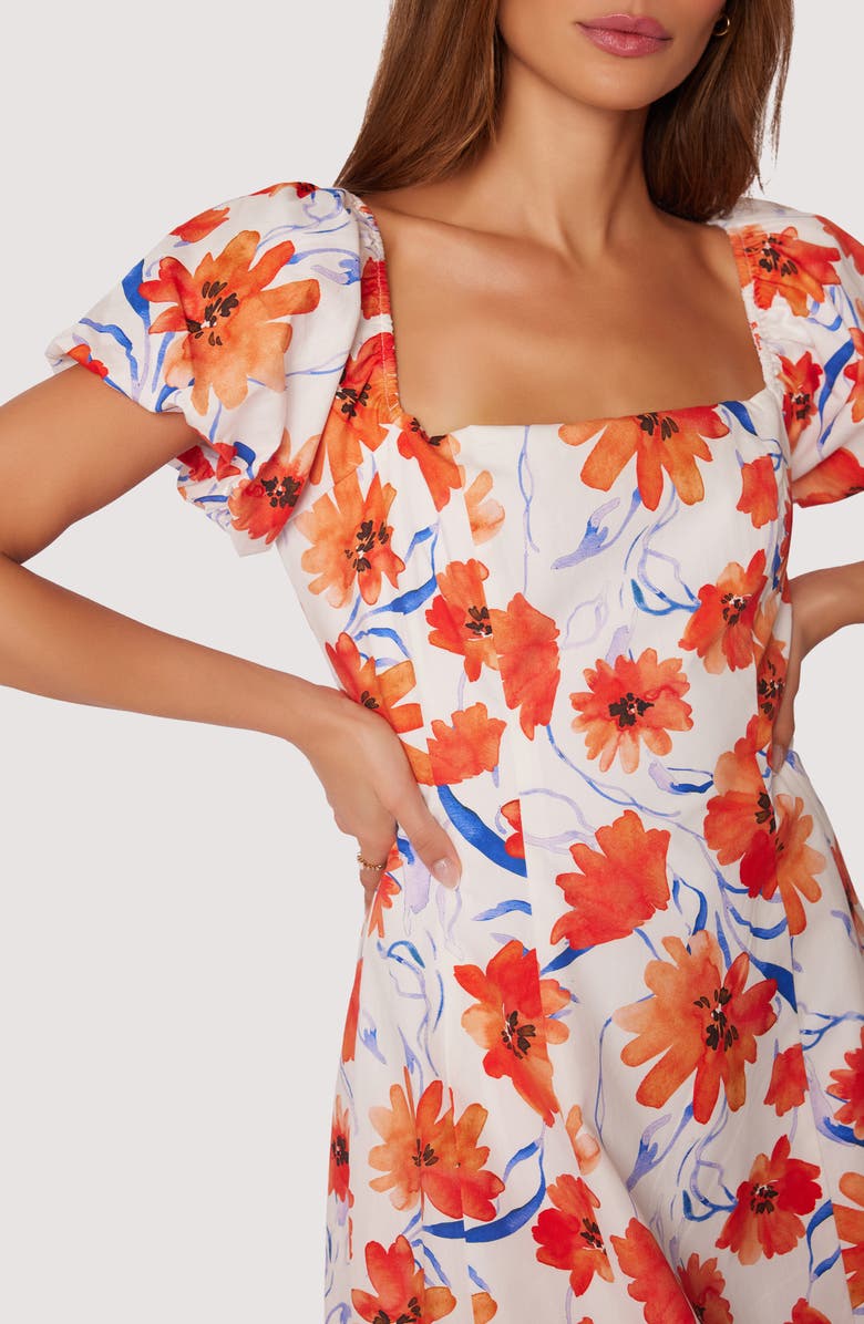 Lost + Wander Poppy Blooms Cotton Minidress, Alternate, color, White Orange Floral