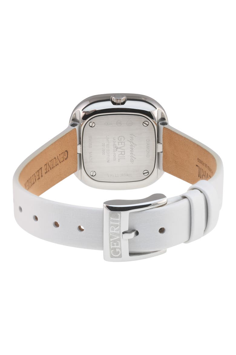 Infinita Diamond Leather Strap Watch, Alternate, color, WHITE