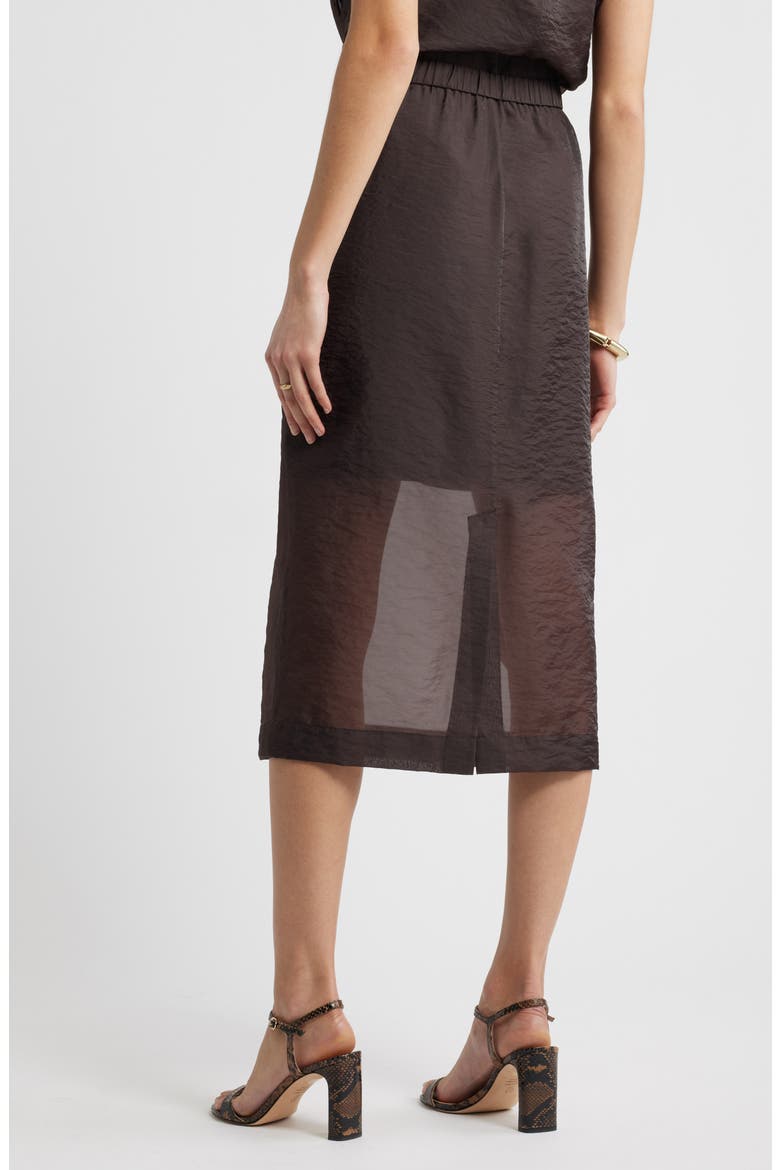 Organza Midi Pencil Skirt, Alternate, color, BROWN COFFEE