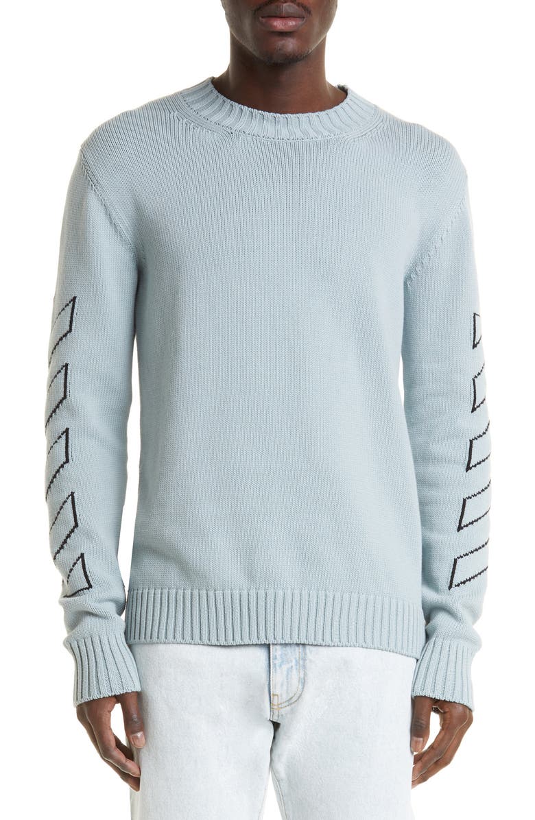 Off-White Diag Arrows Outline Crewneck Cotton Blend Sweater, Main, color, 