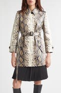 Burberry Stonehaven Python Print Coated Cotton Car Coat