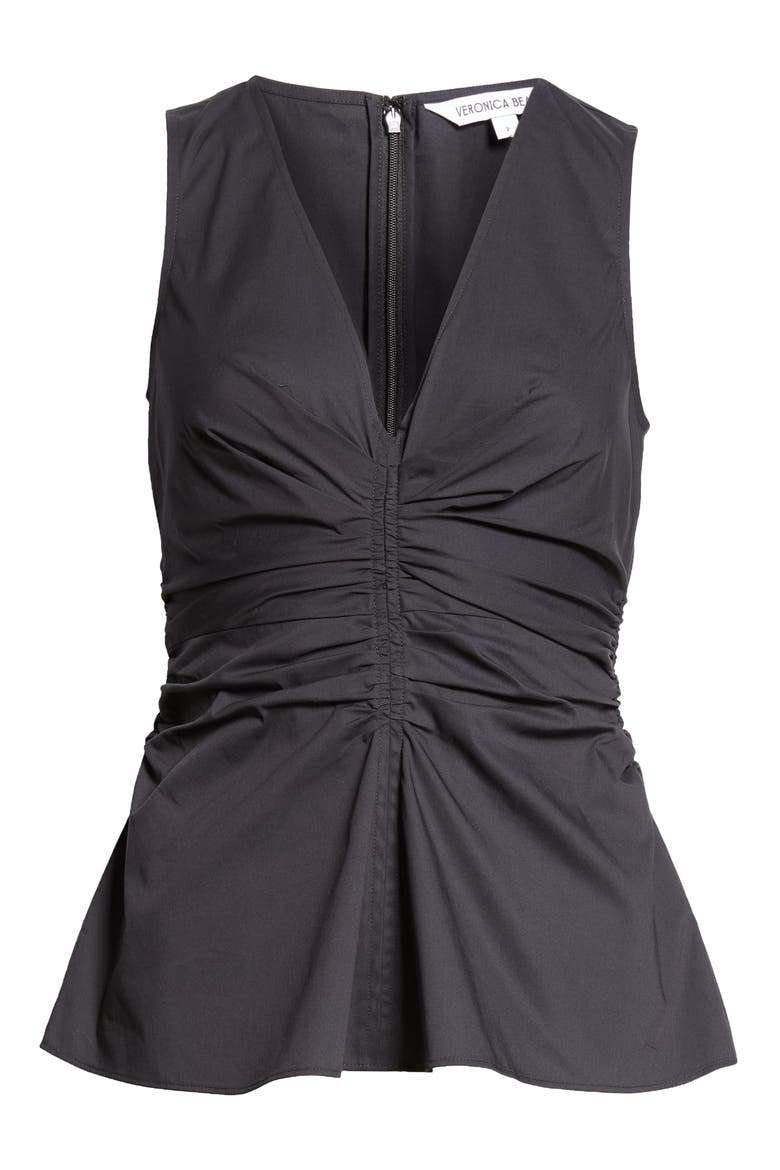 Aiden Center Ruched Stretch Cotton Top, Alternate, color, BLACK