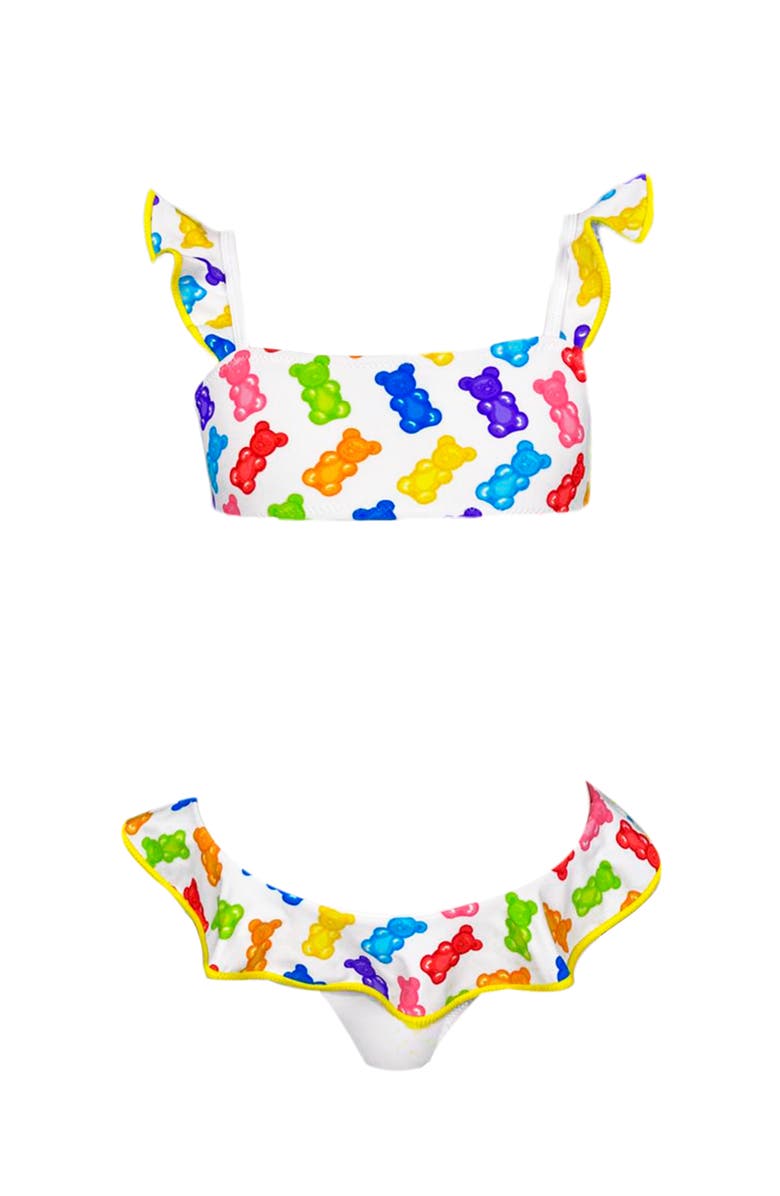 NESSI BYRD Kids' Jellybean Print Ruffle Two-Piece Swimsuit, Main, color, Multicolor