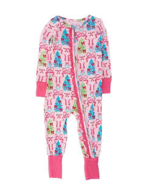 Girls SoftSnooze Holiday Convertible Ruffle One Piece Pajama