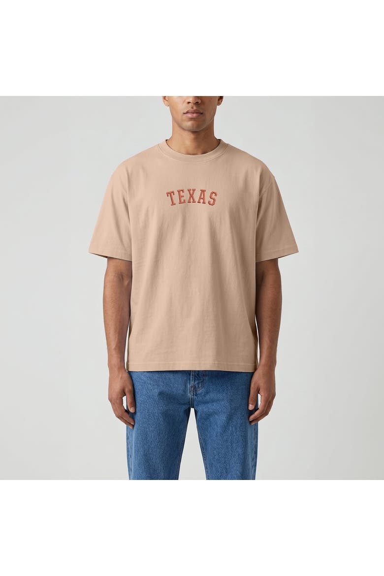 Men's Uscape Apparel Tan Texas Longhorns Upside Down Embroidered Vintage Heavyweight T-Shirt, Main, color, Tan