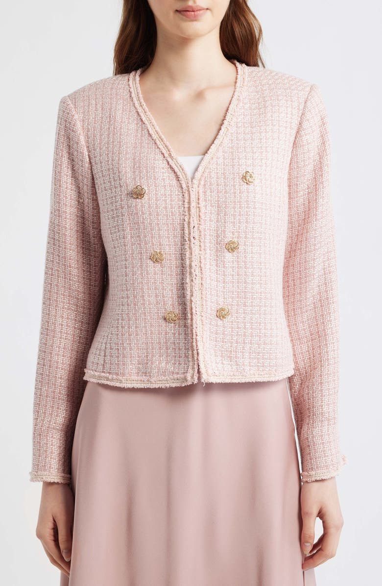 Tahari ASL Bouclé Jacket, Alternate, color, Slipper Pink