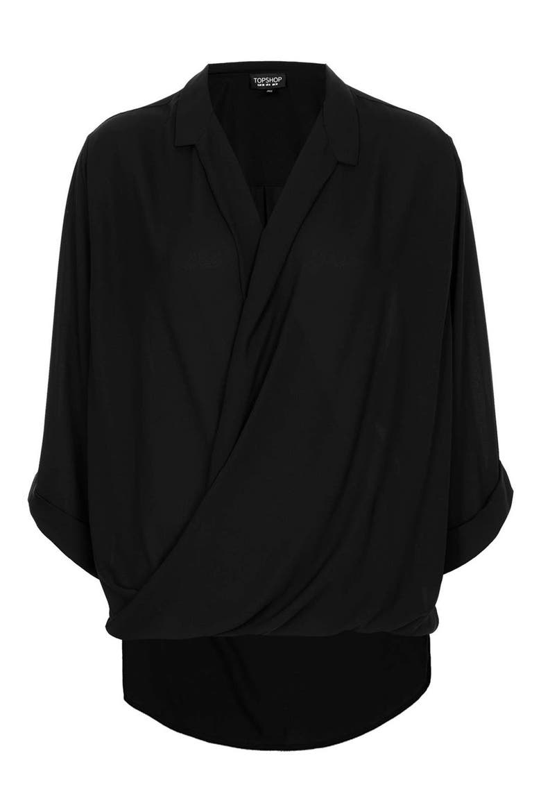 Surplice Woven High/Low Top, Alternate, color, BLACK