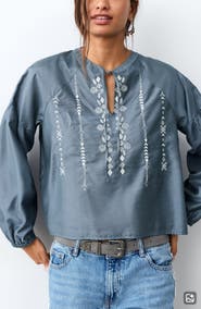 MANGO TEEN Embroidered Peasant Top