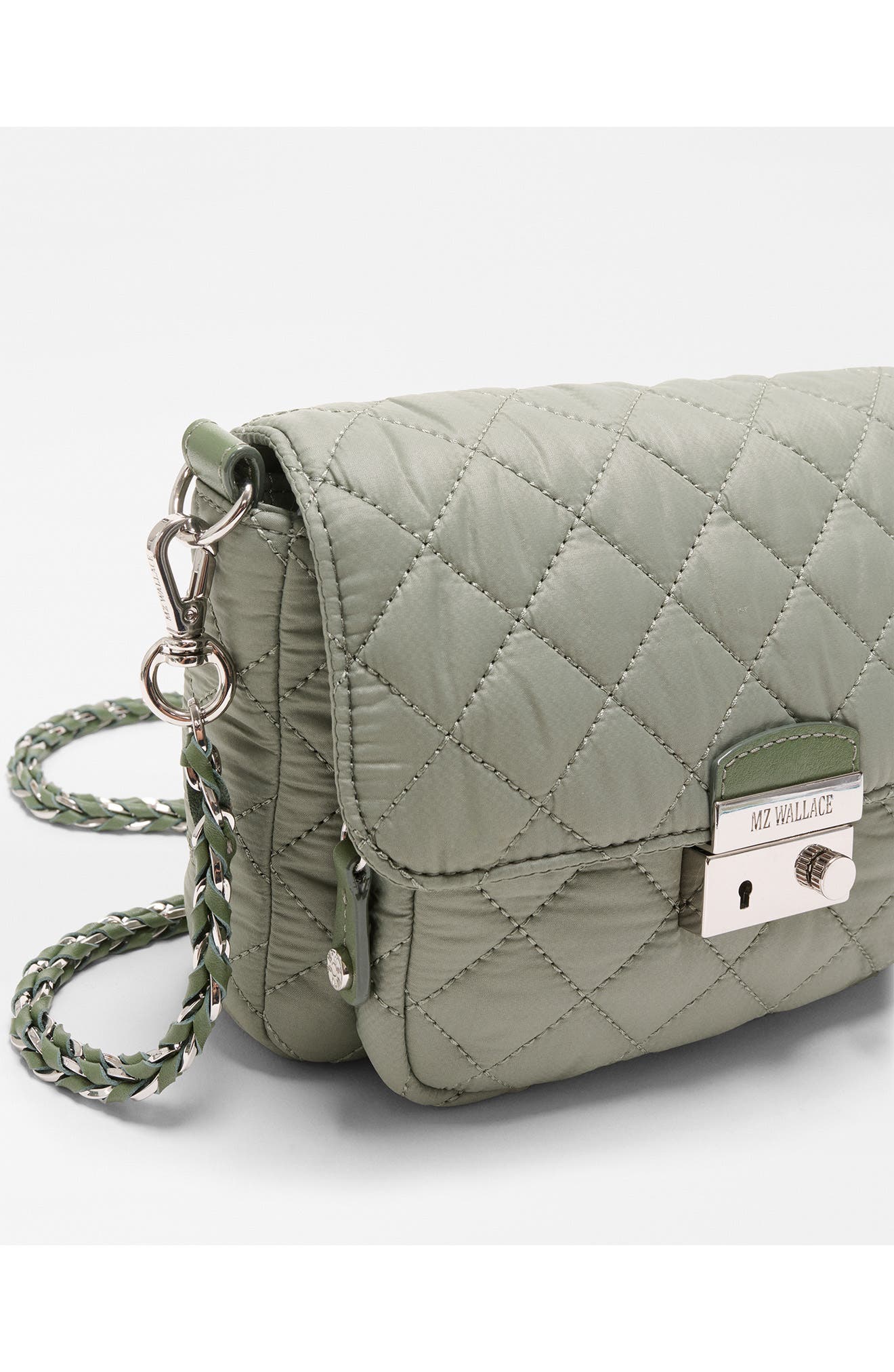 Small Crosby Lock Quilted Nylon Crossbody Bag, Alternate, color, AGAVE GREEN