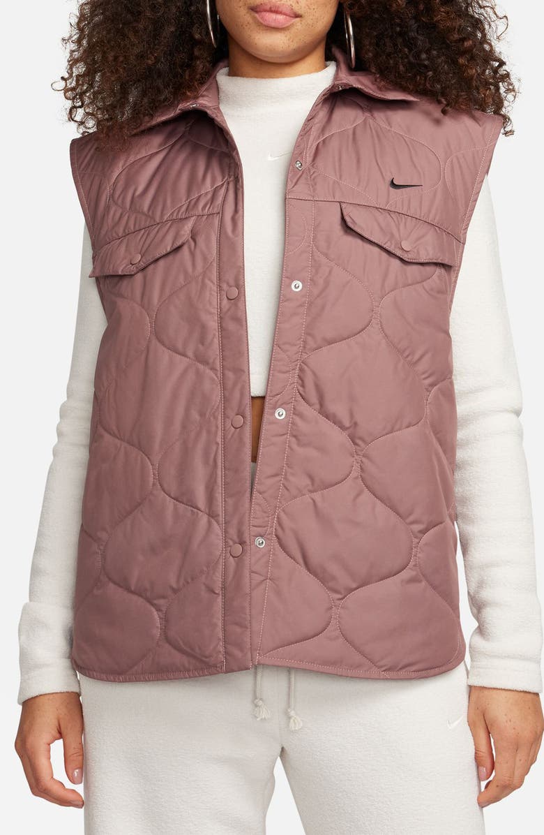 Nike Essential Onion Quilted Vest, Main, color, Smokey Mauve/ Black