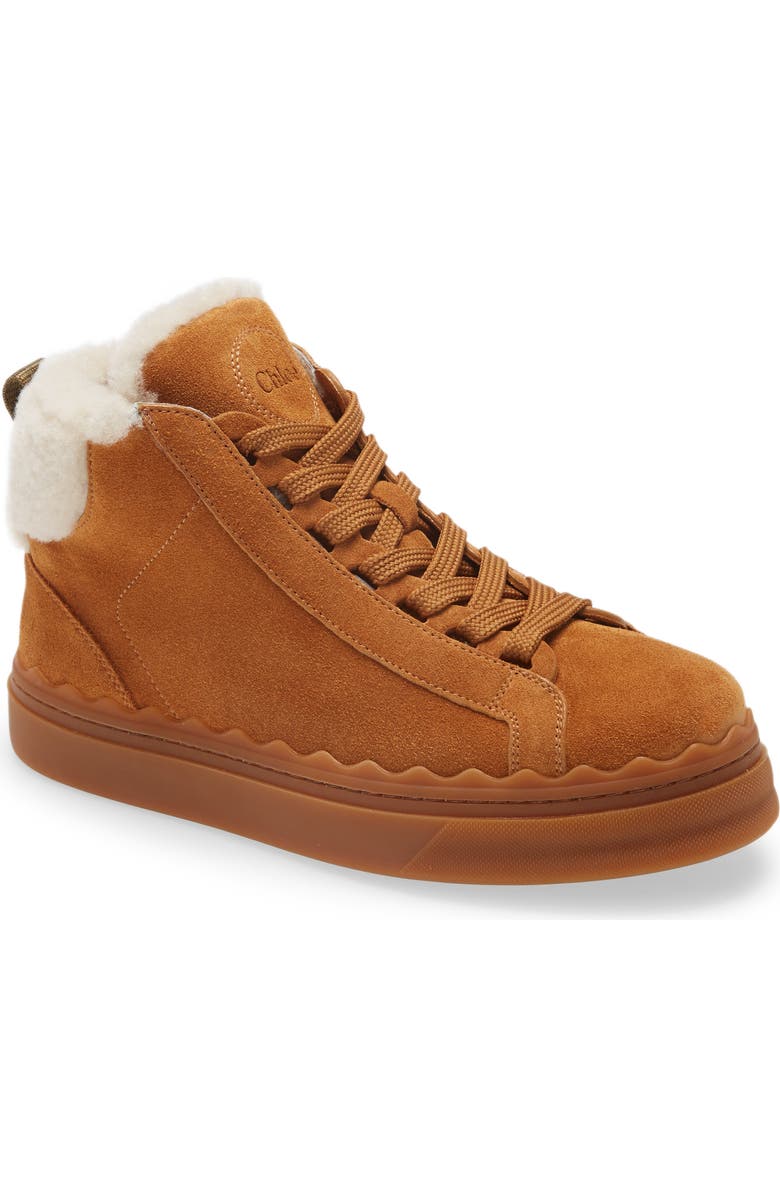 Chloé Lauren Genuine Shearling Lined High Top Sneaker, Main, color,