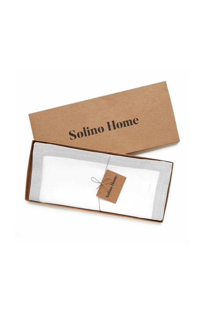 Solino Home Linen Table Runner for Dining Table, Holiday and Everyday Table Decor - Classic, Alternate, color, Soft Grey And White