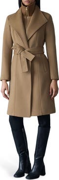 Mackage Norita Belted Double Face Wool Coat with Wool Blend Bib