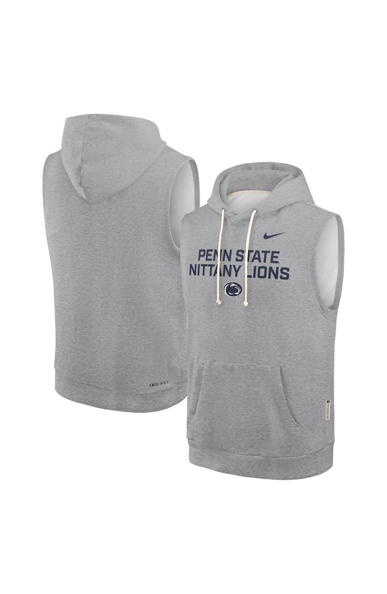 Nike Men's Nike Heather Gray Penn State Nittany Lions 2025 Sideline Performance Sleeveless Pullover Hoodie, Alternate, color,