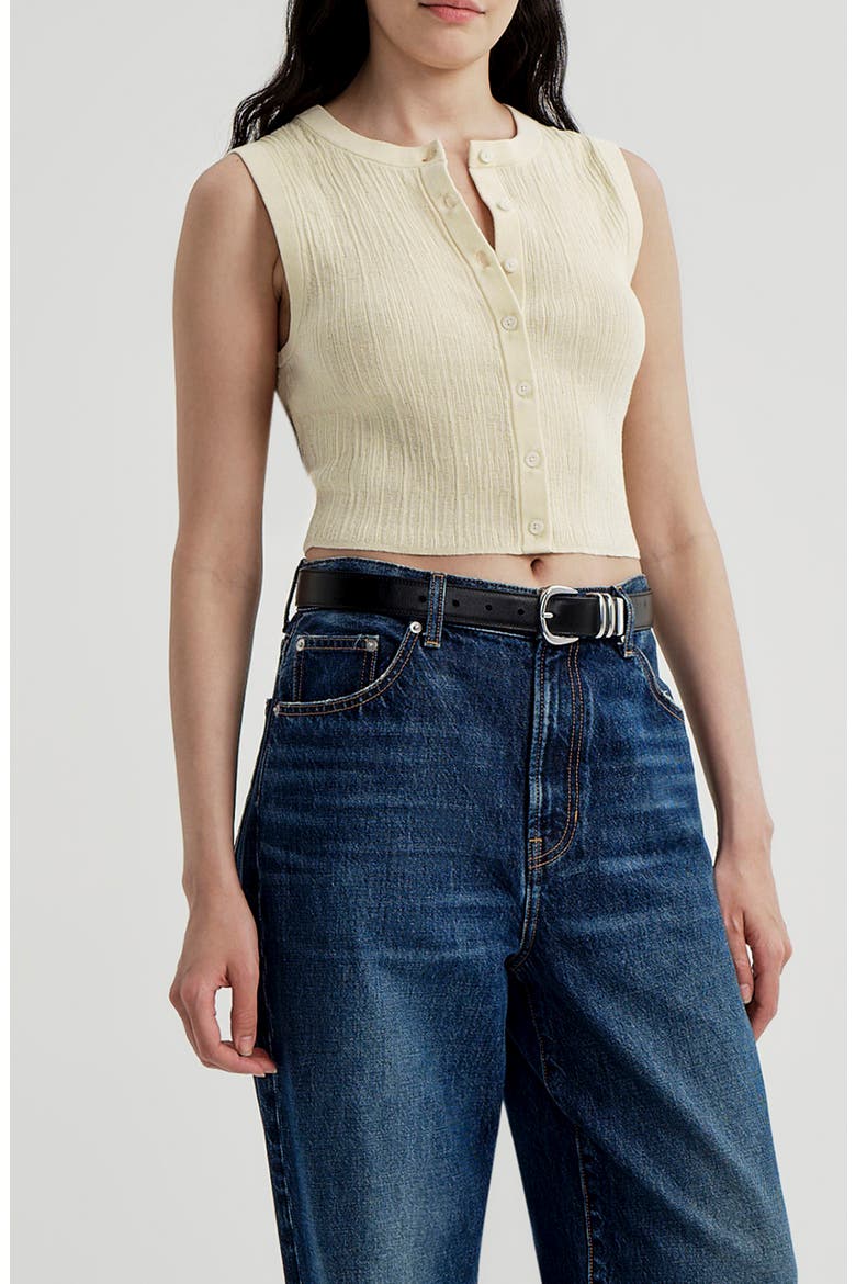 Lottie Cotton Blend Crop Top, Main, color, BUTTER