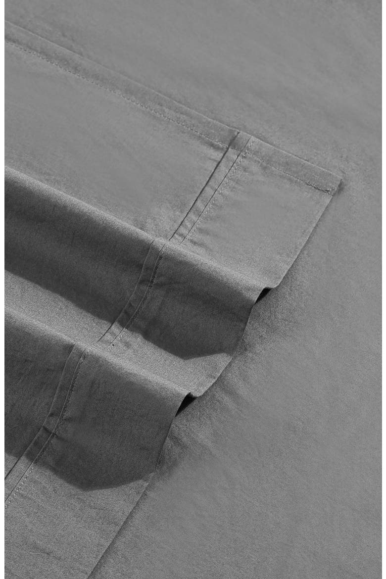 Washed 200 Thread Count Percale Sheet Set, Alternate, color, DARK GREY