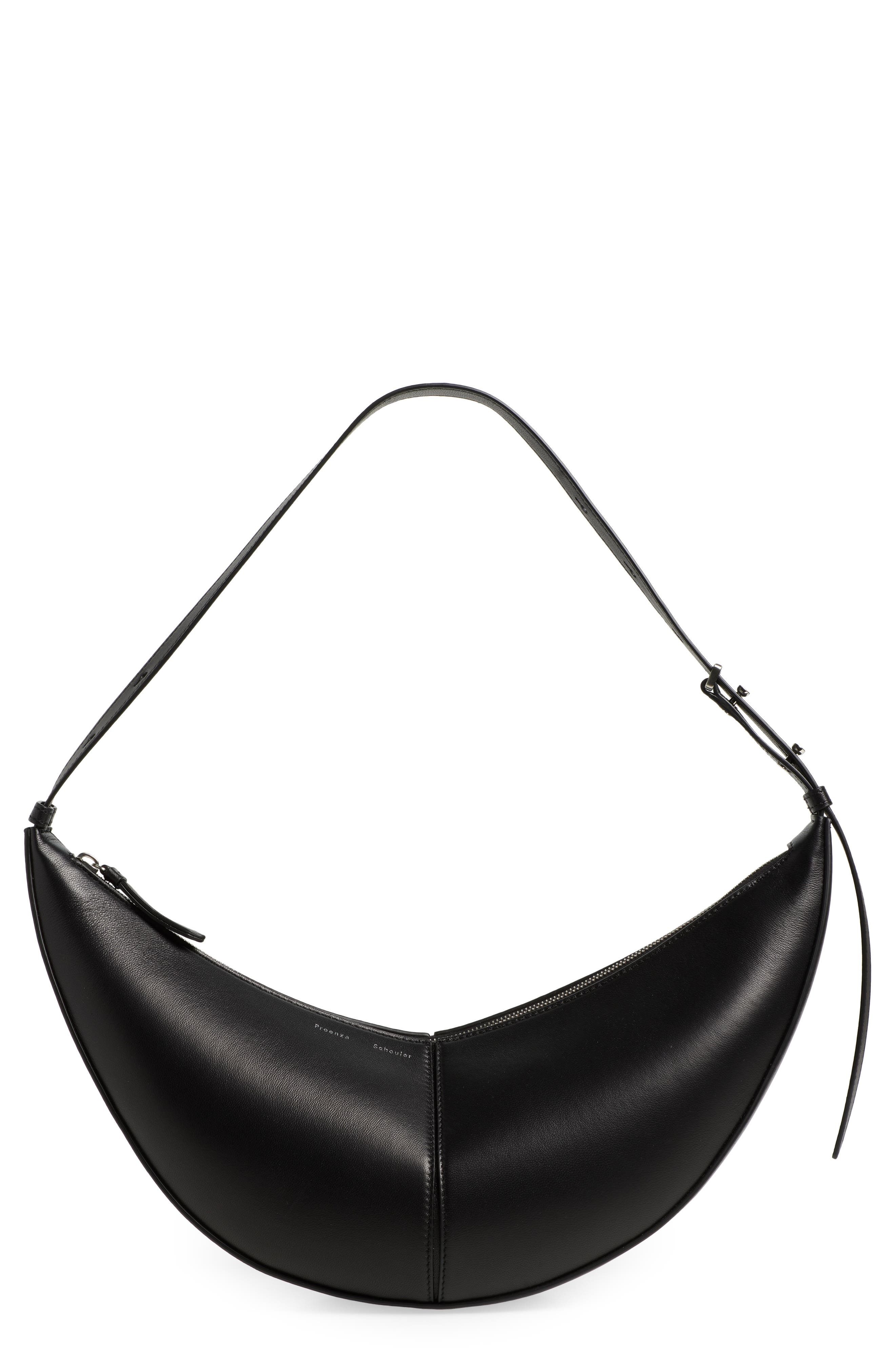 Proenza Schouler Slide Leather Hobo Bag, Main, color, Black