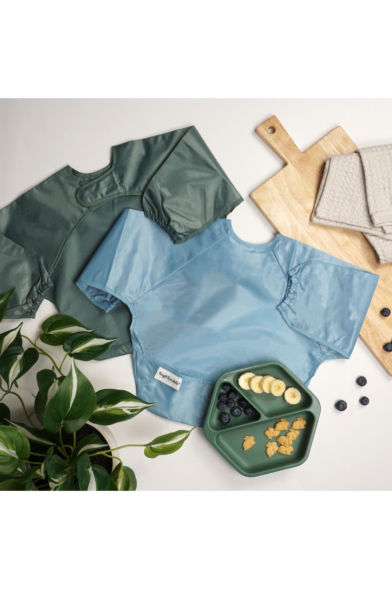 Mess-Proof/Waterproof 2-Pack Long-Sleeve Bib, Alternate, color, Slate Olive