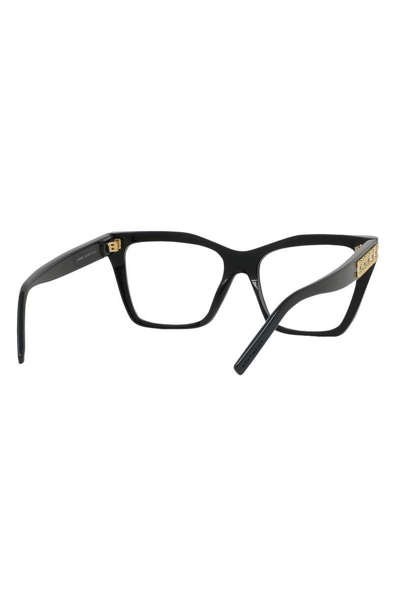 Givenchy Plumeties 55mm Rectangular Optical Glasses, Alternate, color, Shiny Black