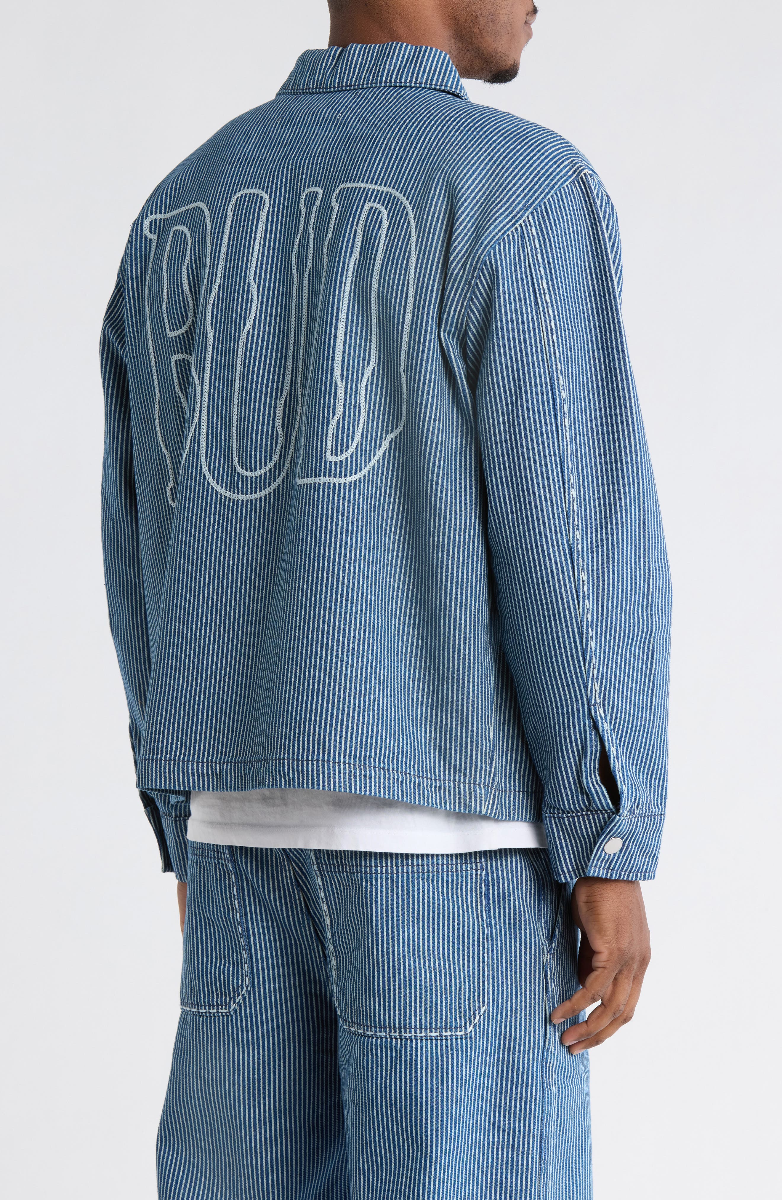 Initial Stripe Denim Chore Jacket - image 2