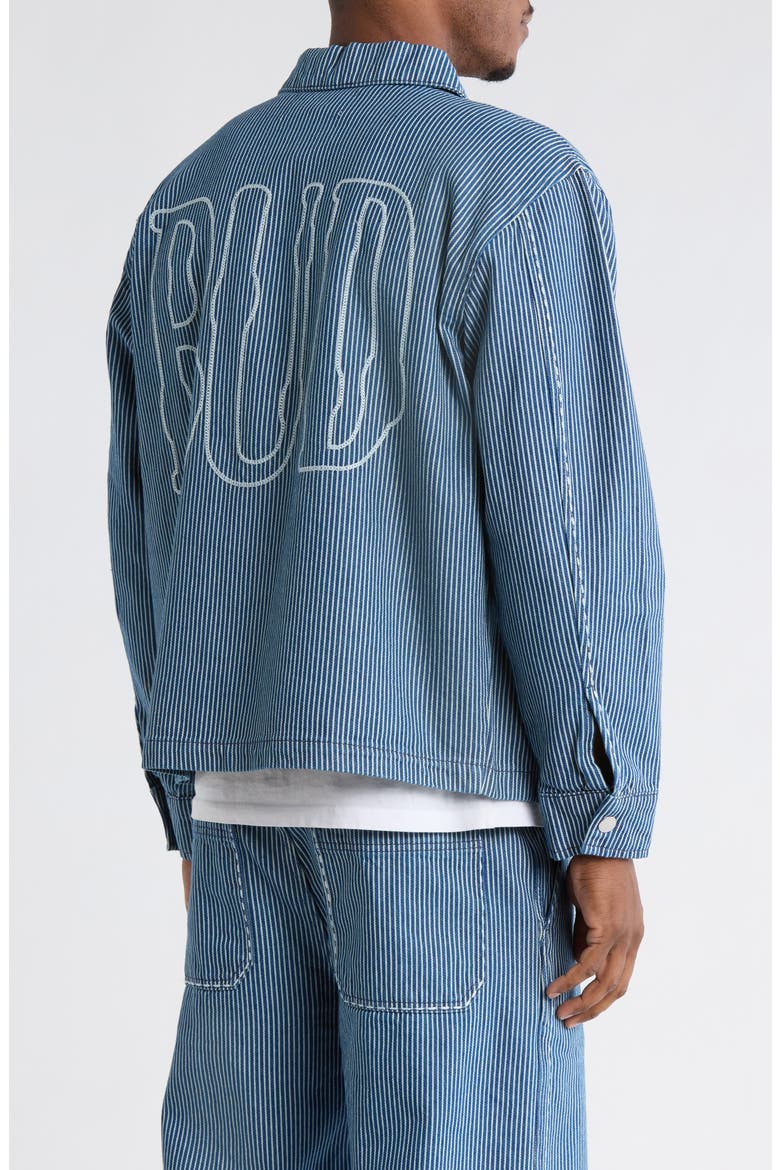 Initial Stripe Denim Chore Jacket, Alternate, color, OVERDYE DENIM