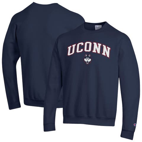 Men's Champion  Navy UConn Huskies Arch Over Logo Pullover Sweatshirt