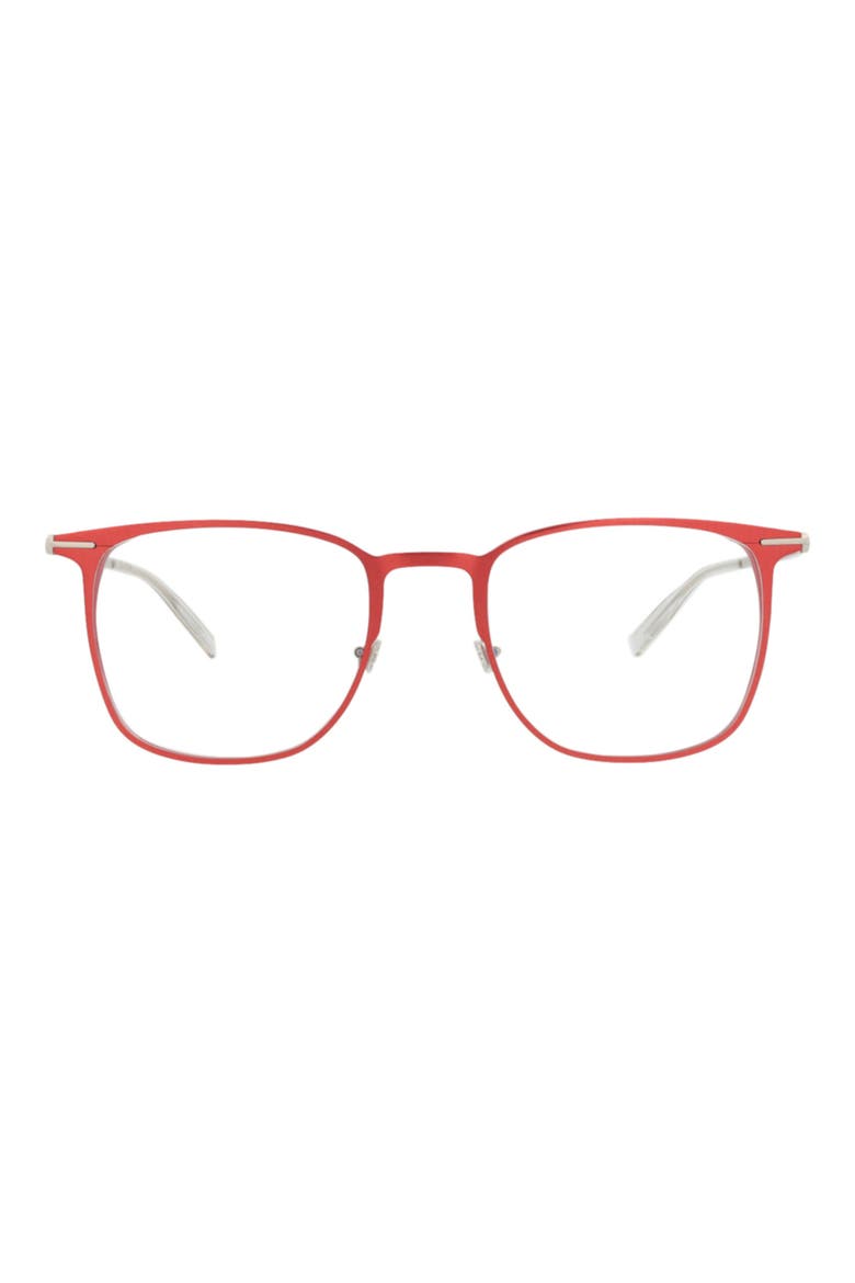 53mm Square Optical Glasses, Main, color, RED SILVER TRANSPARENT