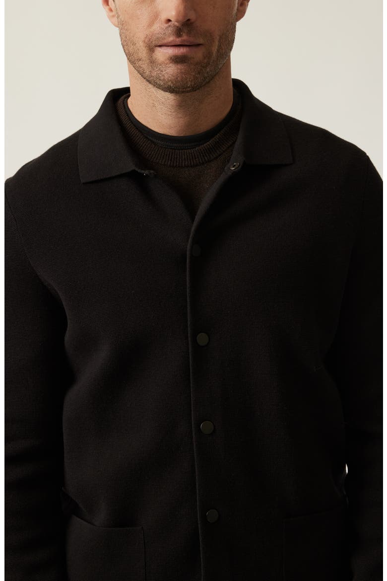 Cotton Blend Snap Front Cardigan, Alternate, color, BLACK