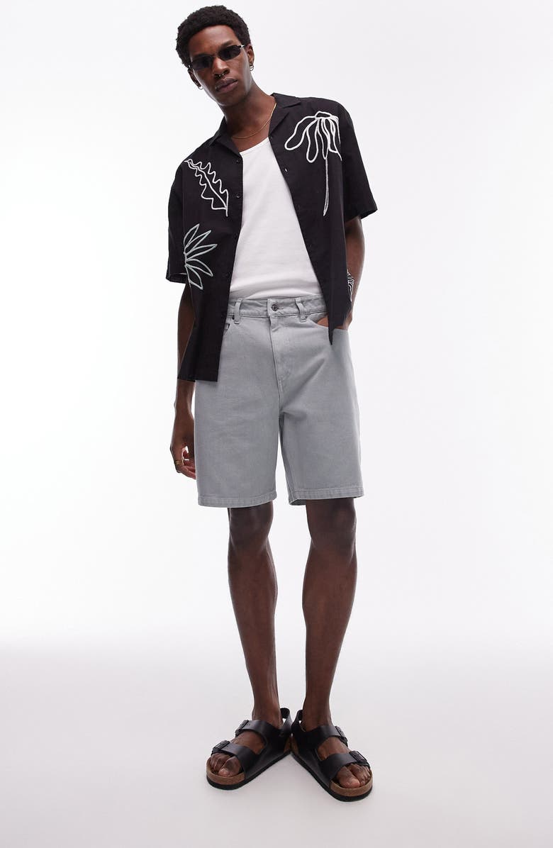 Topman Floral Cotton & Linen Camp Shirt, Alternate, color, 