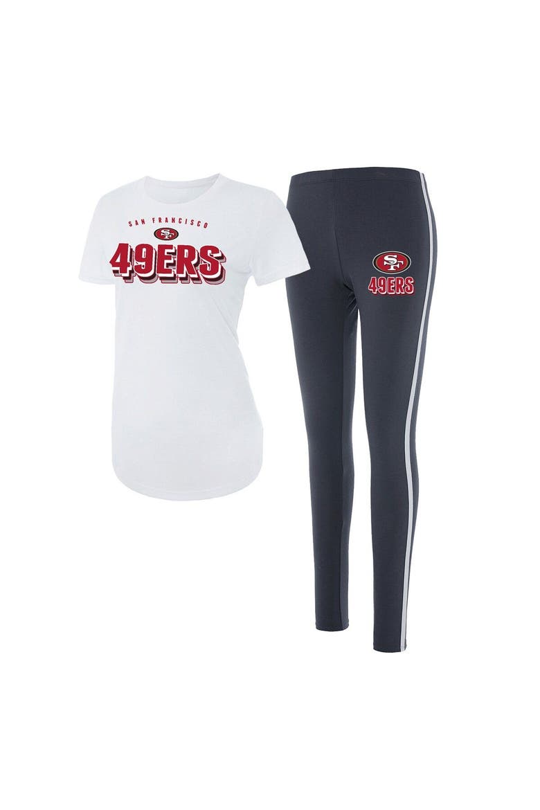 Women's Concepts Sport White/Charcoal San Francisco 49ers Sonata T-Shirt & Leggings Set, Main, color, White
