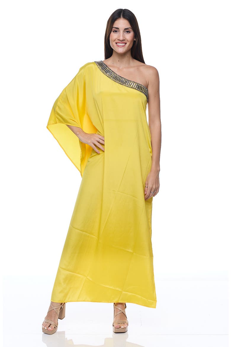 Embellished One-Shoulder Dress, Alternate, color, YELLOW