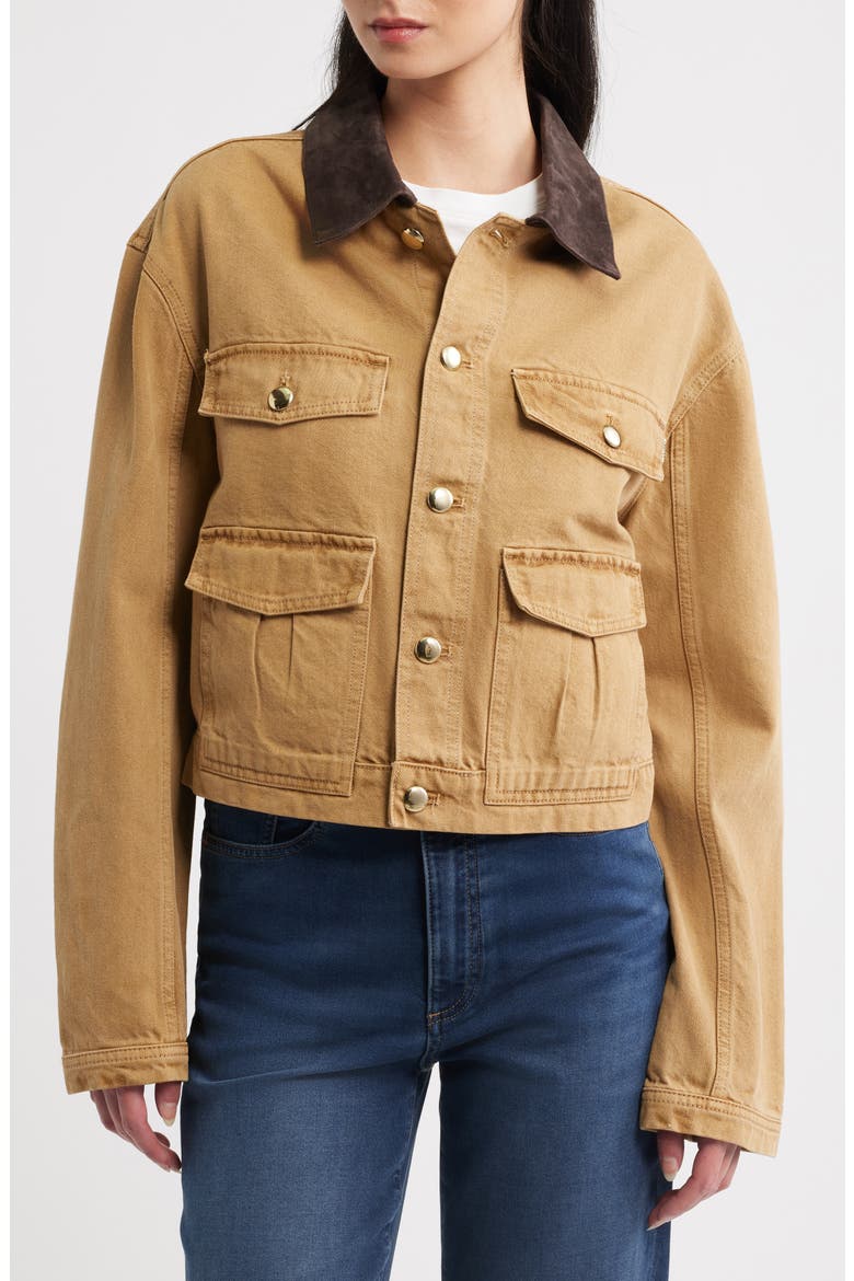 Boxy Denim Jacket, Alternate, color, SAVANNAS
