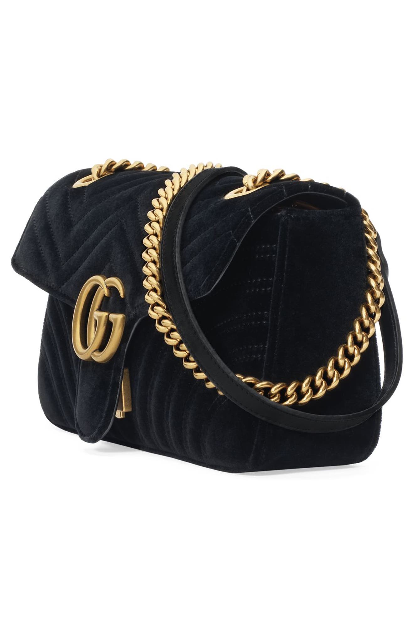 Gucci Medium GG Marmont 2.0 Matelassé Velvet Shoulder Bag, Alternate, color, 