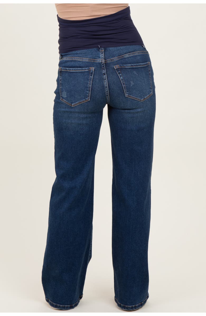 PinkBlush Dark Wash Relaxed Wide Leg Maternity Jeans, Alternate, color, Navy Blue