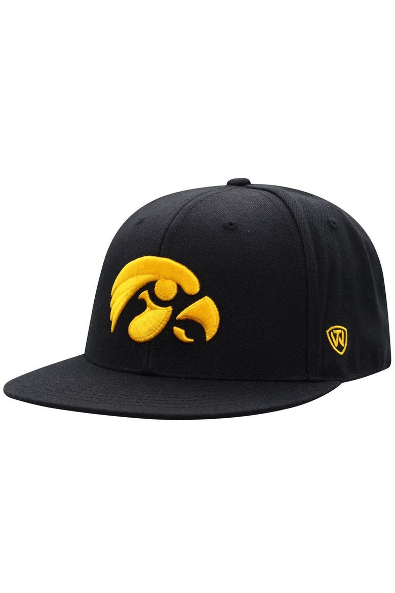 Men's Top of the World Black Iowa Hawkeyes Team Color Fitted Hat, Main, color, Black