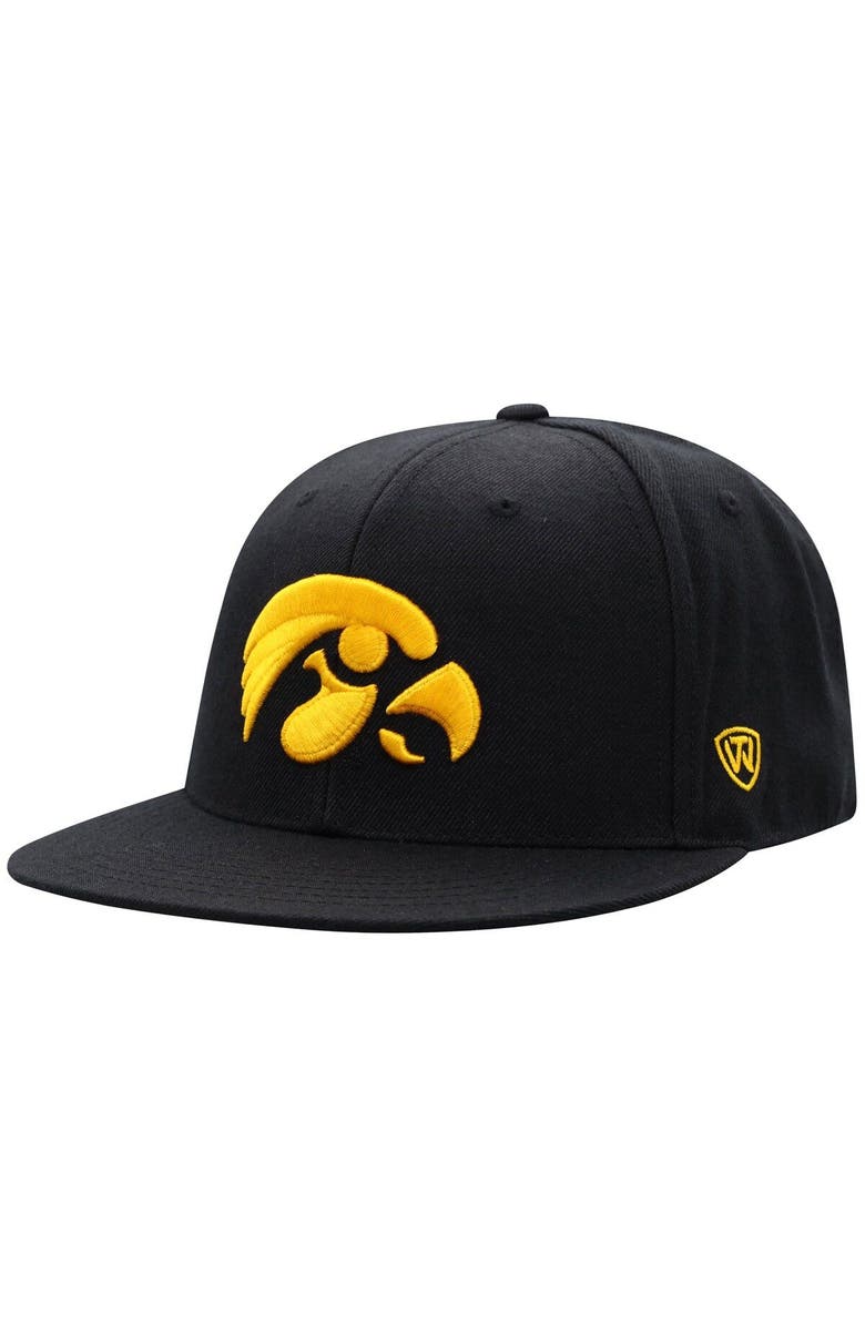 TOP OF THE WORLD Men's Top of the World Black Iowa Hawkeyes Team Color Fitted Hat, Main, color, Black