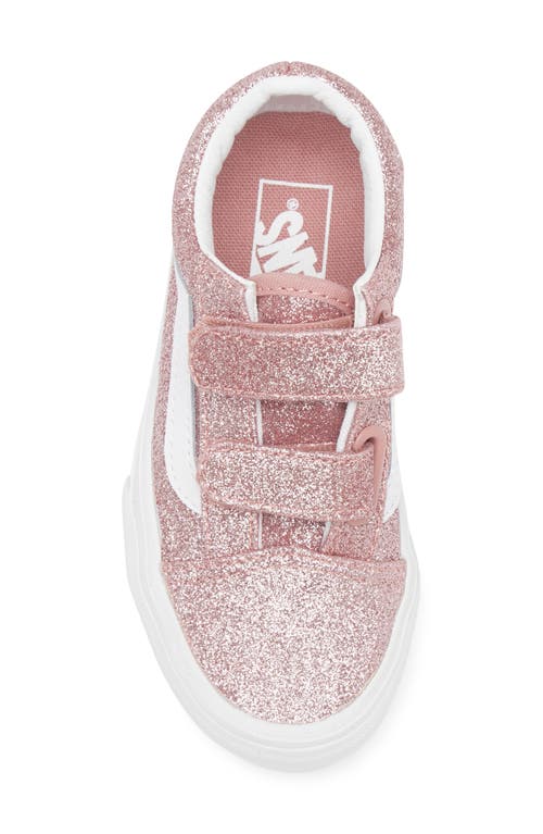 Vans Kids' Old Skool V Sneaker In Glitter Rose Gold