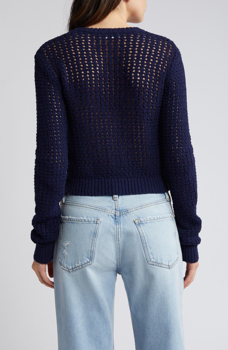 FRAME Crop Cotton Cardigan, Alternate, color, Navy