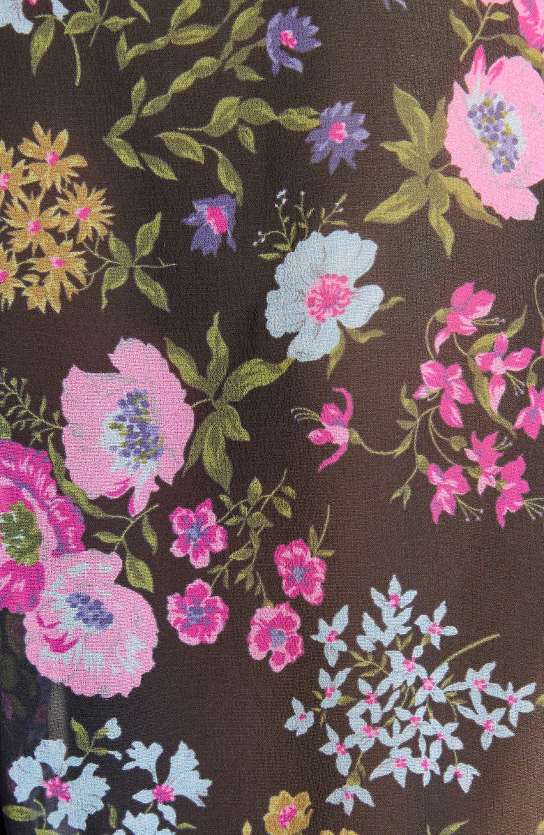 Valentino Garavani Floral Print Long Sleeve Silk Georgette Gown, Alternate, color, Nero Multi