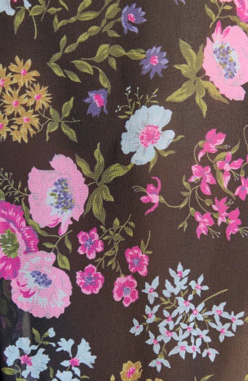 Valentino Garavani Floral Print Long Sleeve Silk Georgette Gown
