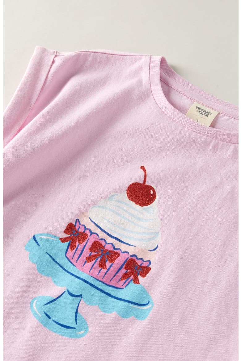 Kids' Cuffed Graphic T-Shirt, Alternate, color, PINK LAVENDER FANCY CUPCAKE