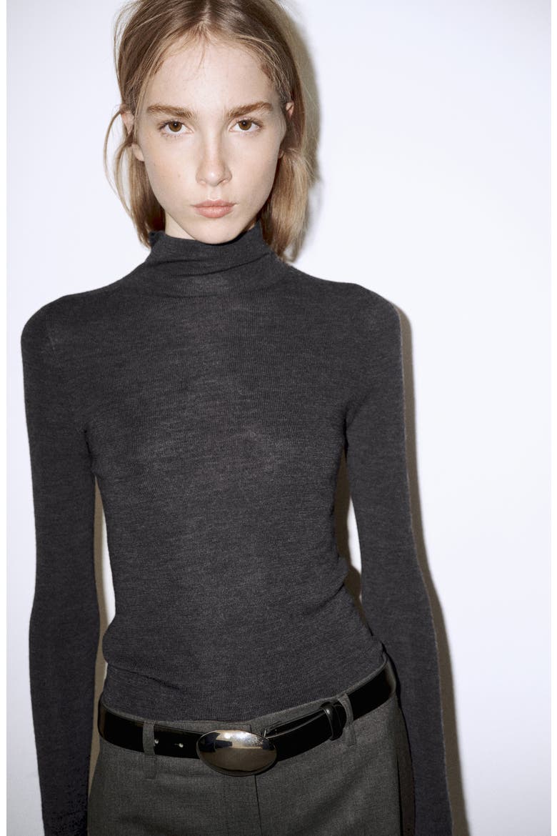 Wool Turtleneck Sweater, Alternate, color, CHARCOAL