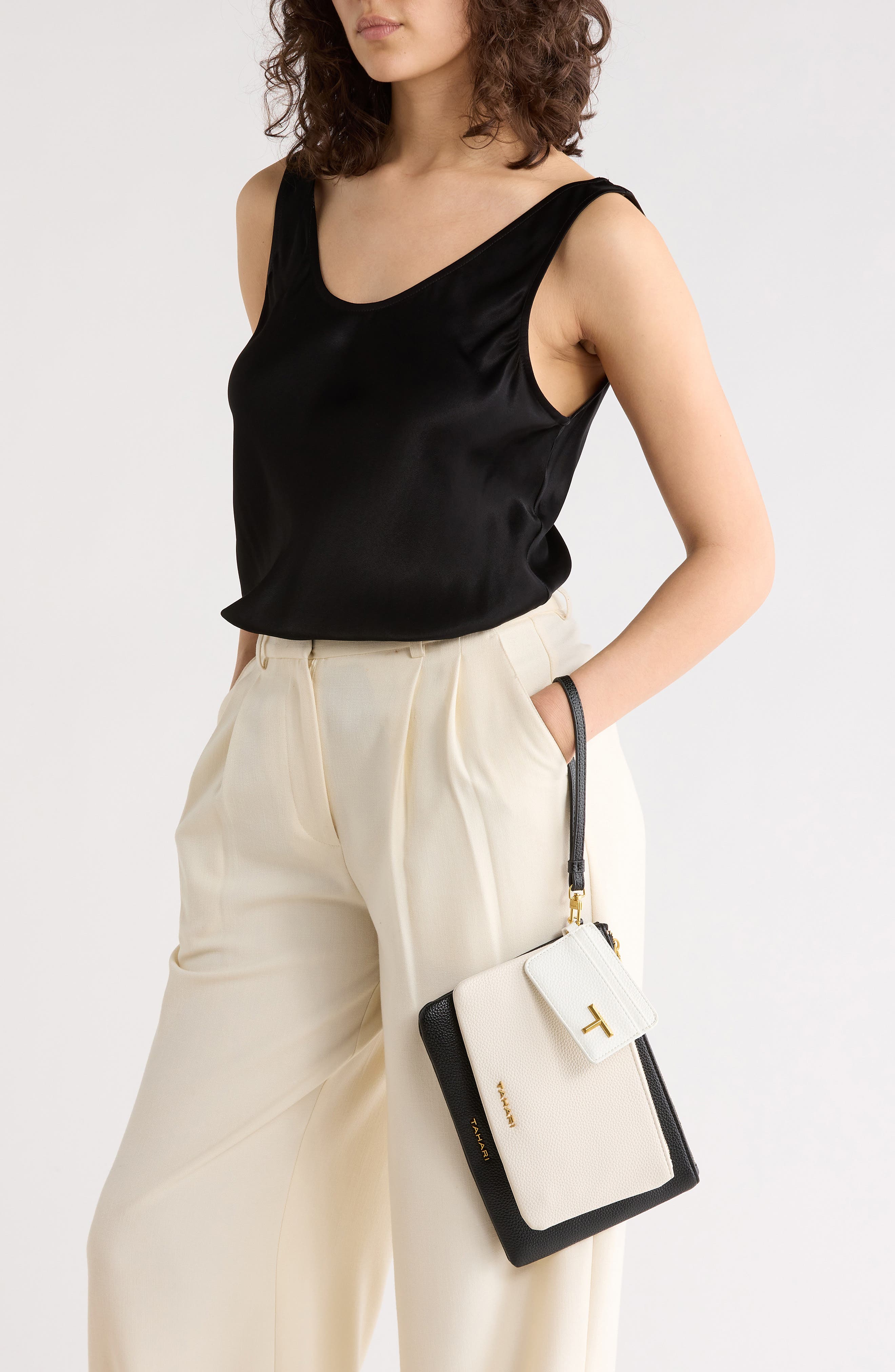 T Tahari Marty Clutch, Alternate, color, Black Block