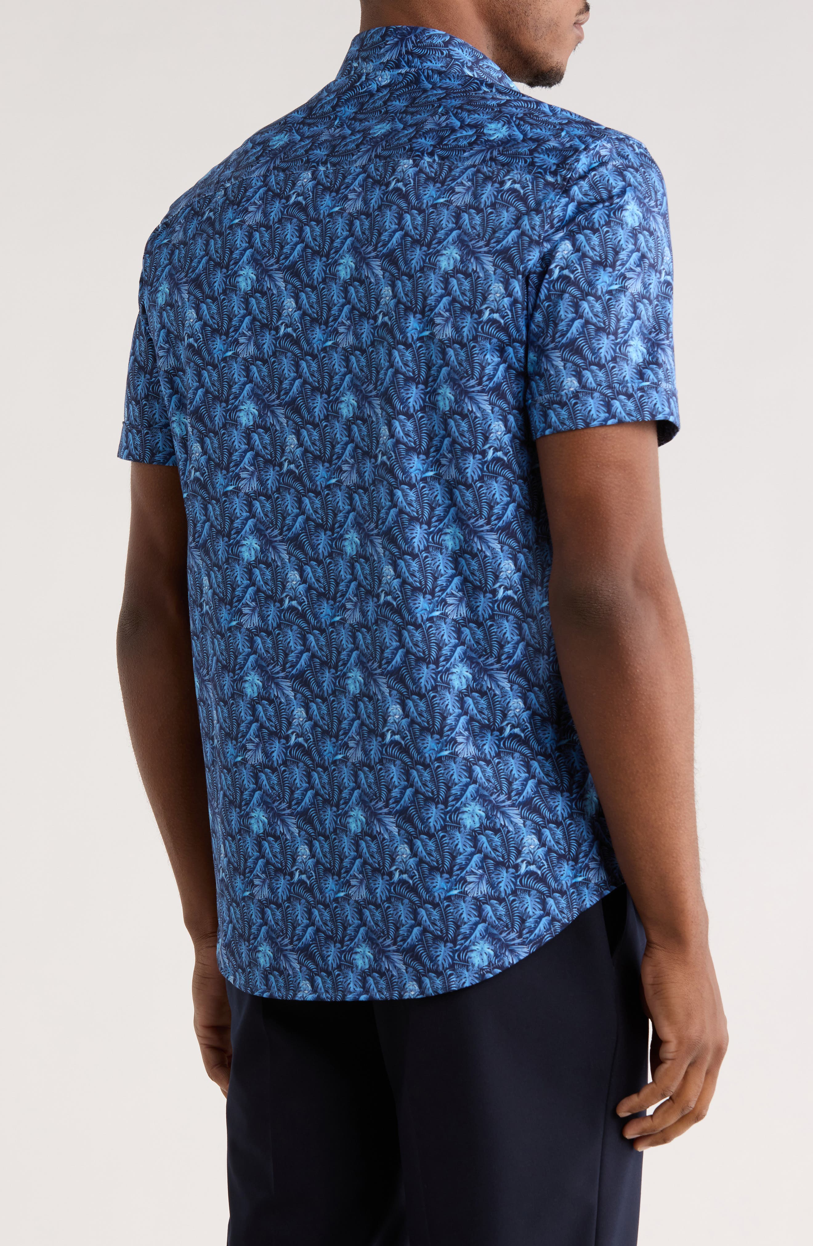 Print Short Sleeve Button-Up Shirt - image 2