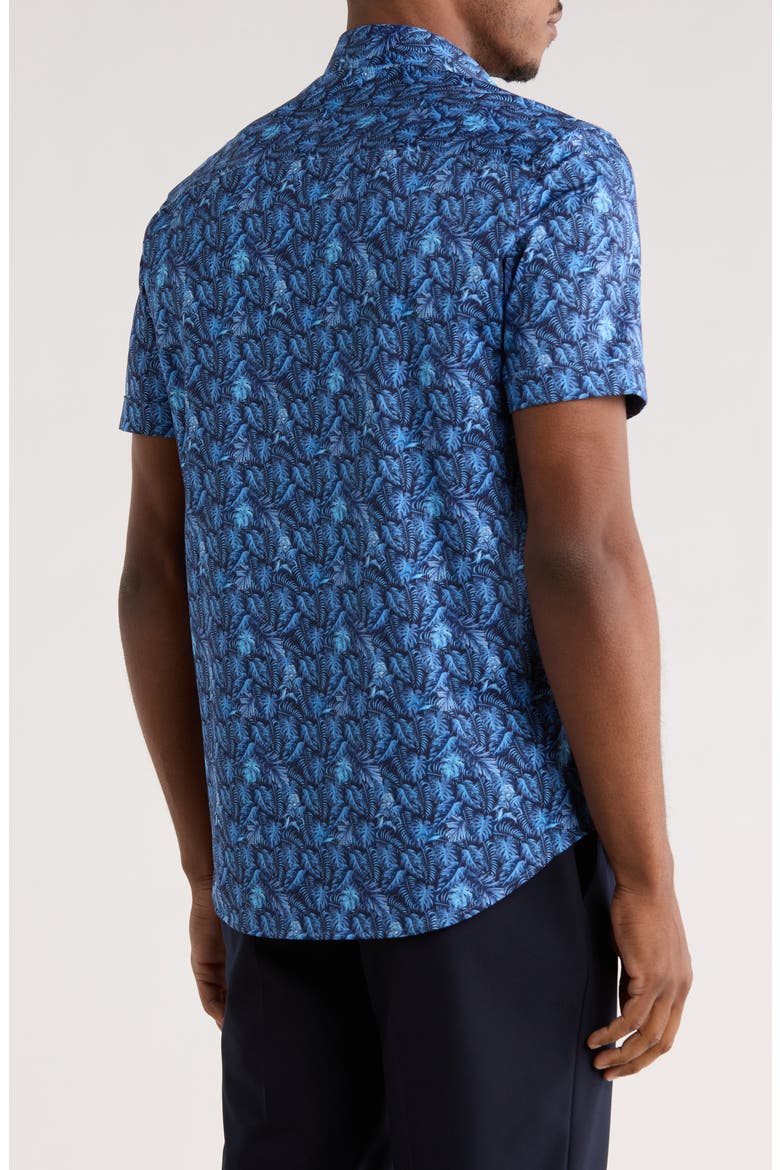 Print Short Sleeve Button-Up Shirt, Alternate, color, COBALT