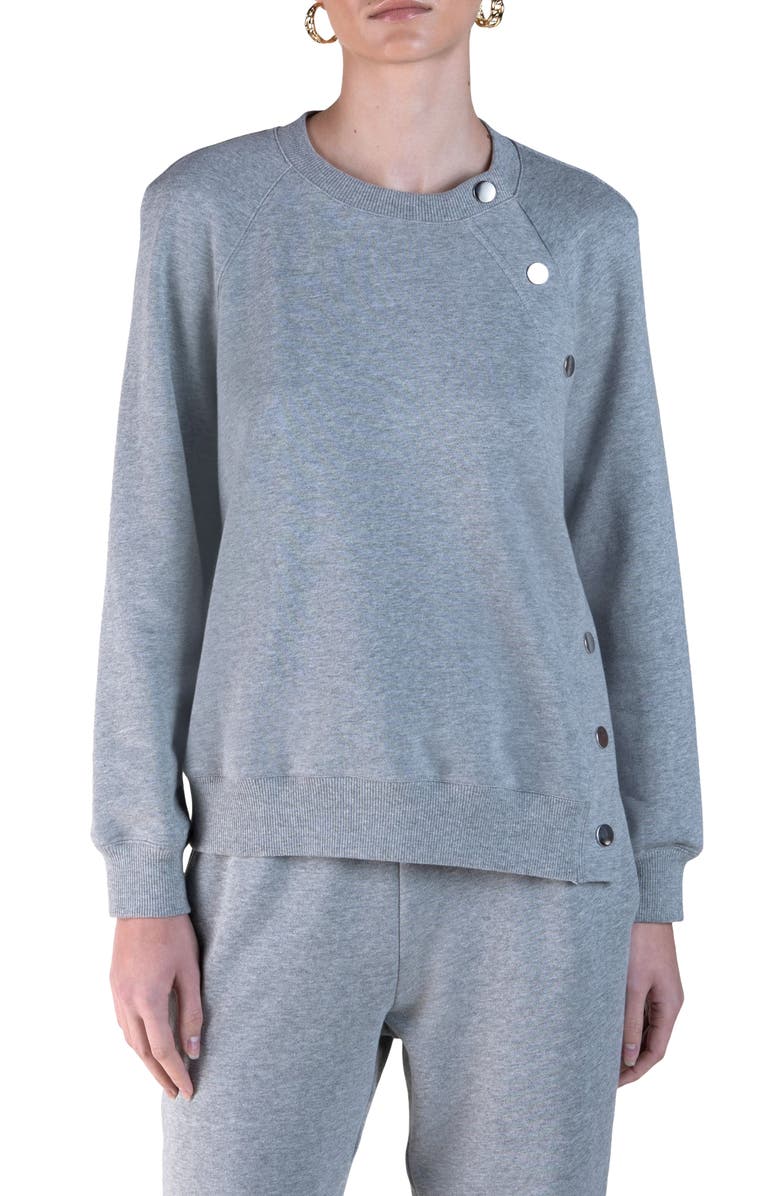 Derek Lam 10 Crosby Liana Snap Trim Sweatshirt, Main, color, 