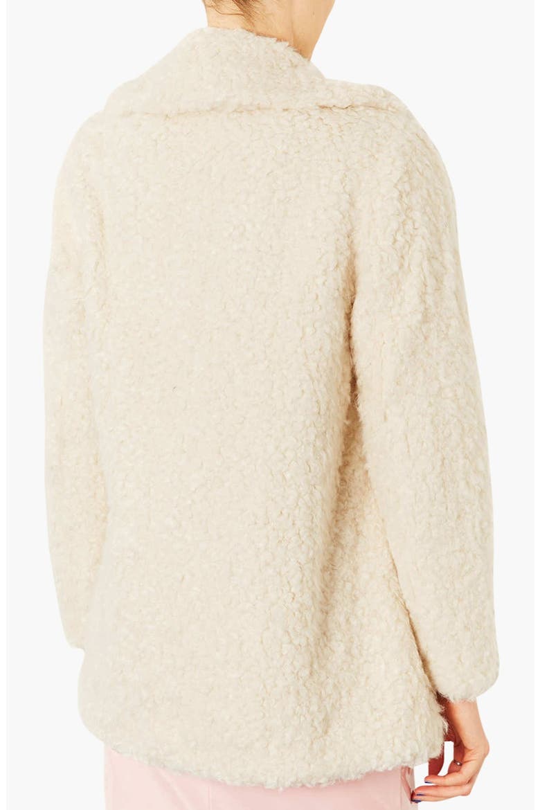 'Teddy' Faux Fur Peacoat, Alternate, color, WHITE